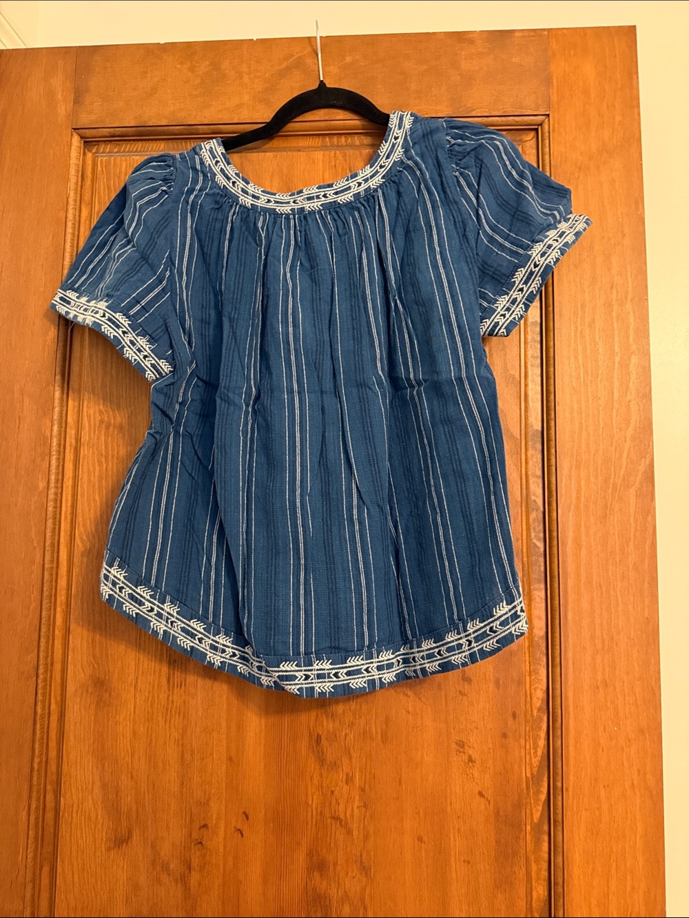 Madewell Blue Striped Embroidered Blouse - Picture 2 of 5